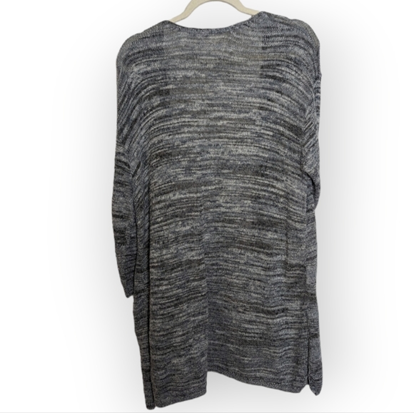 J. Jill PureJill Grey Marled Open Front Knit Cardigan Drop Shoulder Sweater XL - Picture 2 of 7